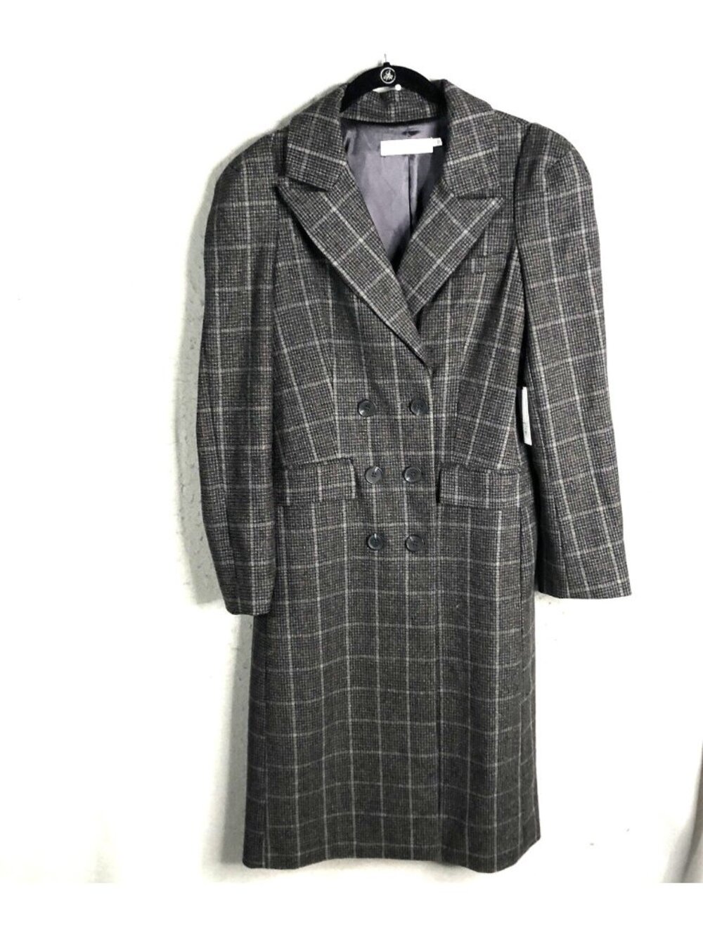 Old Money Coat Womens Small Gray Plaid Wool Blend Academia Professional NEW